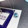 Colar de Topázio Azul Feminino Elegante Simples Mori Prata 925 Corrente Clavícula Pingente de Pedra Natural Presente