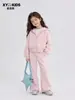 Conjunto Casual para Niña Primavera y Otoño 2026 Nuevo Estilo Sudadera con Capucha Chaqueta y Pantalones de Campana Conjunto de Dos Piezas Elegante y a la Moda