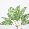 Planta artificial, flor falsa, bambu pequeno de 9 cabeças com folha em rede, decoração de interior, planta em vaso de plástico, planta verde falsa, floreira de parede