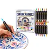 Set de marcadores acrílicos de doble punta transfronterizos, 24 colores, para pintar cerámica, piedra, vidrio y madera, plumas para pintura a mano DIY y graffiti