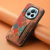 Denior Adecuado para Funda de Teléfono con Estampado de Madera Suave para Honor Magic7Pro 100Pro con Tarjetero Funda de Cuero Anti-Caídas