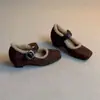 Estilo Retrô Suave, Sapatos Peludos da Moda para Mulheres, Novo Modelo Outono e Inverno 2026, Sapatos Mary Jane de Uma Tira