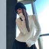 Bajo Irregular Curvo Otoño e Invierno 2026 Estilo Perezoso Suéter de Punto para Mujer Top Corto de Lana con Capucha