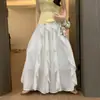 Falda Blanca de Encaje con Volantes para Mujer, Verano Cintura Alta Adelgazante Irregular de Encaje Estilo Hada Pastel Gasa Falda