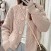 Suéter de Mujer para Primavera Nuevo Estilo Holgado Cuello Redondo Suéter Cardigan Tejido Top de Manga Larga Chaqueta Color Sólido Diseño de Nicho