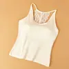 Camisola de algodón acanalado con encaje calado y espalda descubierta, moda sexy de principios de otoño, cómoda, fija, una pieza