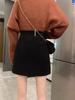 Falda Corta Versátil Talla Grande con Cremallera Línea A Falda Negra Principios de Otoño Talla Grande para Mujer Cintura Alta Look Adelgazante Cadera Falda Lápiz