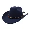 Sombrero de Copa de Lana Occidental Transfronterizo para Hombres y Mujeres, Sombrero de Copa de una Sola Línea, Sombrero Jazz, Sombrero de Vaquero, Sombrero de Copa de Ala Ancha Yzd132