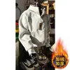 Sudadera con capucha para hombre, nuevo modelo otoño e invierno, media cremallera, pesada 420g, corte holgado, top de moda casual tipo pullover para hombre