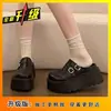 Medias Pantuflas Cerradas de Plataforma para Mujer 2026 Estilo Nuevo de Primavera Sin Talón Zapatos de Cuero JK Modernos y Elegantes Slip-On para Uso en Exteriores