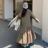 Vestido Sudadera Estilo Japonês Tendência Primavera 2026 Solto Gola Redonda Manga Longa Barra Franzida Acima do Joelho Emagrecedor Cauda de Peixe
