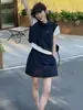 Precioso Conjunto de Dos Piezas para Mujer con Chaleco de Manga Corta y Falda Corta, Nuevo Estilo Verano 2026, Corte Holgado, Adelgazante, Elegante Conjunto de Dos Piezas