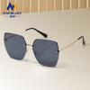 Nuevas Gafas de Sol Irregulares de Montura Grande de Nailon Gafas de Sol con Visera de Borde Cortado Sin Montura para Conductor de Mujer Anti-UV