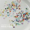 Uñas doradas con base de diamante redondo pequeño, tamaño mixto, con 1440 diamantes de imitación de vidrio de color, uñas de diamante de base plana, joyería de diamantes