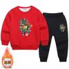 Conjunto de Suéter Grueso con Forro de Felpa para Niños Otoño e Invierno Niños Pequeños y Medianos Estilo Occidental Ropa Deportiva Casual para Niños Conjunto de Dos Piezas