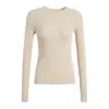 Camiseta gris para mujer, nuevo estilo 2026, adecuada para usar en capas o sola, cuello redondo, corte ajustado, favorecedora, top de manga larga para principios de otoño, camiseta básica de color liso