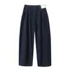 Jeans Solto Feminino Japonês Produto Lavado Calça Longa / Calça de Cintura Alta Wide Leg / Calça Perna Banana 488450
