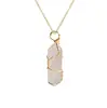 Pendente de Bala para Drenagem de Lives do TikTok Colar de Pedra Natural Coluna Hexagonal Enrolada com Fio de Cobre Ágata Cristal