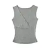 Top de tirantes ajustado sin mangas con cuello en V cruzado de moda para mujer, camisa básica versátil para principios de otoño que estiliza la cintura