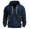 Nova Blusa de Outono e Inverno Masculina Casual Esportiva com Bolsos Multi-zíper Suéter Pulôver Moletom