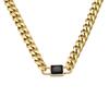 Collar de cadena cubana de circonita cuadrada de tendencia de personalidad europea y americana transfronteriza para mujer, oro de 18k, acero de titanio, joyería al por mayor que no se desvanece
