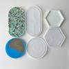 Exquisito Molde Giratorio de Disco Hexagonal Ovalado Hecho a Mano DIY Plato de Almacenamiento Posavasos de Comida Molde de Goteo Molde de Silicona Molde Brillante