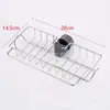 Prateleira de Drenagem de Aço Inoxidável para Cozinha Doméstica Criativa de Camada Única para Armazenamento de Panos e Ferramentas de Limpeza