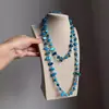 Collar Largo de Cristal Irregular Azul Estilo Europeo y Americano para Mujer, Cadena para Suéter Choker Versátil de Gama Alta Nicho Vintage