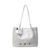 Sacola de grande capacidade feminina 2024 nova bolsa de ombro para todos os jogos da moda simples casual nas axilas