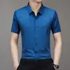 Nova Camisa Masculina de Manga Curta Estilo TikTok Verão 2024 Leve Madura Casual Gola Lapela Camisa Sem Marcas para Homens