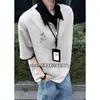 Camiseta de dos piezas falsas con retazos en el cuello para hombre, Top de verano retro americano con cremallera y manga corta, Top de media manga estilo universitario