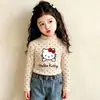 Camiseta de Manga Larga con Cuello Alto de Peluche con Lunares para Niños y Niñas, Top Estampado para Primavera, Otoño e Invierno para Niños Medianos y Grandes