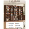 Gabinete de libros usados estilo retro personalizado puerta de vidrio exhibición gabinete de vino sala de estar del hogar estantería integrada de pared a techo mano