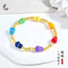 Pulsera enrollada colorida con forma de calabaza con cuentas de ojo de gato en oro arena estilo antiguo, disponible en opciones de latón chapado en oro, estilo dulce y de lujo ligero para mujer, versátil