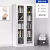 Estantería de acero con veta de madera, vitrina modular con puerta de cristal para el hogar, estudio u oficina, adecuada para almacenar documentos