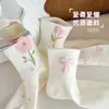Meias Femininas Curtas, Estilo Primavera e Verão, Meias Fofas e Doces de Cano Médio, Meias Esportivas Versáteis