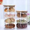 Tanque de almacenamiento de vidrio al por mayor de fábrica combinación tapa de bambú tanque sellado botella de almacenamiento de alimentos de cocina ensaladera multicapa