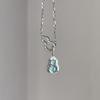 S925 Sterling Silver Refinado Bingqingyu Natural Material Perigoso Jade Novo Chinês Colar de Cabaça Dupla Corrente de Clavícula Sentido Frio das Mulheres