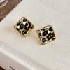 Pendientes Asimétricos con Estampado de Leopardo Retro para Mujer, de Alta Gama, Únicos y Elegantes, Pendientes Geométricos de Rombo, Pendientes, Pendientes de Lujo Accesible