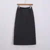 Nova Moda Outono/Inverno Versátil Emagrecedora Saia Feminina Estilo Coreano Simples Versátil Cor Sólida Lantejoulas Lã Saia Longa