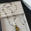 Collar con Cadena Larga para Suéter Estilo Nacional Versátil de Moda, Botella de Perfume Tallada Estilo Chino, Madera de Sándalo, Ojo de Tigre