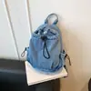 Transfronterizo 2026 Verano Nuevo Estilo Perezoso Mochila para Estudiante Universitario Bolso de Mezclilla para Mujer Gran Capacidad Mochila Escolar para Estudiante de Secundaria