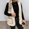 Ropa de Abrigo Cruzada con Cuello en V Talla Grande para Mujer, de Longitud Media, Estilo Nuevo Otoño e Invierno, Chaleco Cardigan Holgado sin Mangas