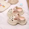 Perlas Brillantes~Zapatos con Agujeros de Suela Gruesa para Aumentar la Altura para Mujer, Sandalias de Plataforma Antideslizantes para Exteriores de Verano, de Dos Vías para Poner y Quitar