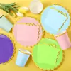 Dopamina Color Puro Encaje Estampado en Caliente Desechable Plato de Papel Vajilla Taza de Papel Servilleta Suministros para Fiesta Decoración Set Festivo