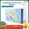 Caixa de lata quadrada, bolo lunar de creme nevado de meados do outono, caixa de embalagem personalizada, caixa de lata para presente de 6 peças