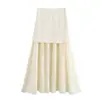 Comércio Exterior Roupas Femininas Atacado Estilo Europeu e Americano Saia de Retalhos Botão Dourado Colete de Tricô Colete Terno Fashion para Mulheres