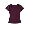 Estilo Garota Popular Camiseta Simples de Gola U Manga Curta Verão Novo Estilo Básico Slim Fit Cor Sólida Blusa Básica para Mulheres