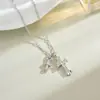 Colar Duplo Cruzado Popular Cravejado de Diamantes, Luxo Acessível, Colar Versátil e Fashion, Corrente de Alta Qualidade Europeia e Americana para a Clavícula