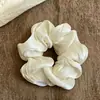 Goma de pelo satinada blanca con estrella estilo francés para mujer, de alta gama, delicada, suave, accesorio para el cabello, coleta estilo perezoso